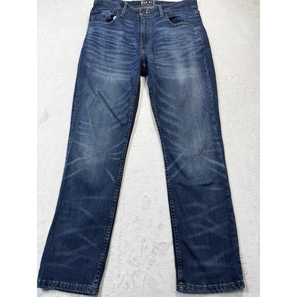 Red Ale By Alesbury Octavia Jeans Mid Indigo Slim Straight Stretch Denim 32x30 - Picture 2 of 12